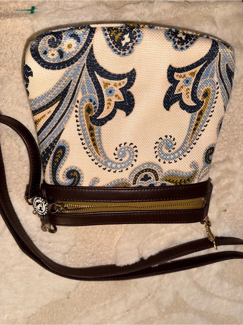 Spartina 449 Paisley Crossbody in Cream, Navy and Light Blue